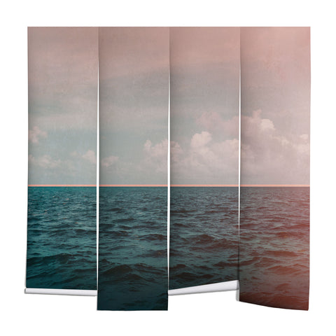 Leah Flores Turquoise Ocean Peach Sunset Wall Mural