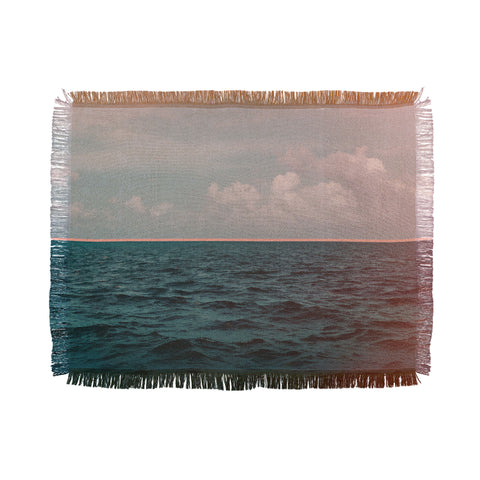 Leah Flores Turquoise Ocean Peach Sunset Throw Blanket