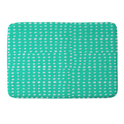 Leah Flores Turquoise Scribble Dots Memory Foam Bath Mat