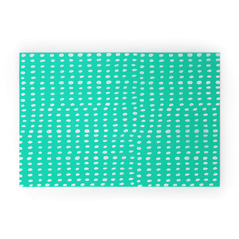 Leah Flores Turquoise Scribble Dots Welcome Mat