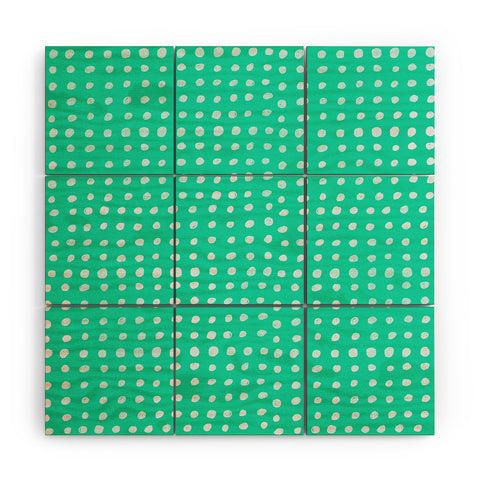 Leah Flores Turquoise Scribble Dots Wood Wall Mural