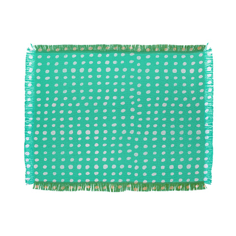 Leah Flores Turquoise Scribble Dots Throw Blanket