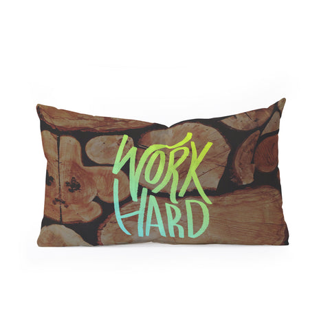 Leah Flores Work Hard Oblong Throw Pillow
