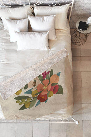 Lebrii Liz Floral Fleece Throw Blanket