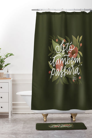 Lebrii This too shall pass Lettering Shower Curtain And Mat