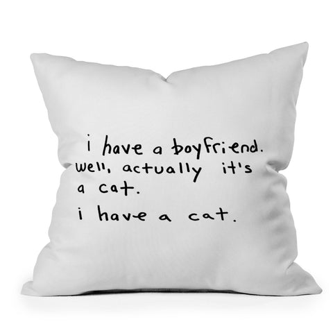 Leeana Benson Boyfriend vs Cat Outdoor Throw Pillow