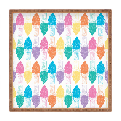 Leeana Benson Ice Cream Color Pattern Square Tray