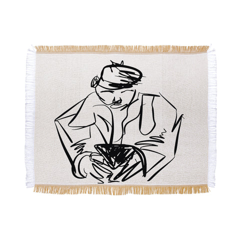 Leeana Benson Man On Phone Throw Blanket