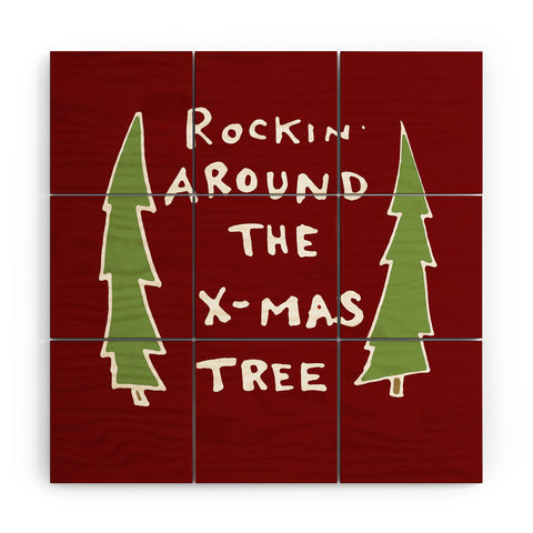 Leeana Benson Rockin Around the Xmas Tree Wood Wall Mural