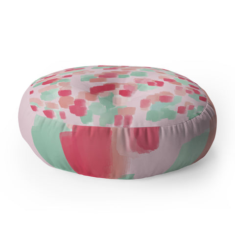 Lisa Argyropoulos Abstract Floral Floor Pillow Round