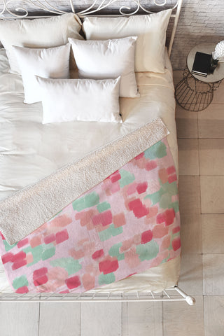 Lisa Argyropoulos Abstract Floral Fleece Throw Blanket