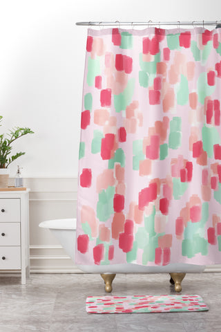 Lisa Argyropoulos Abstract Floral Shower Curtain And Mat