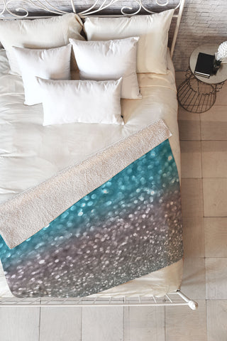 Lisa Argyropoulos Aqua And Gray Fleece Throw Blanket