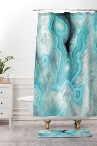 Lisa Argyropoulos Aqua Sea Stone Shower Curtain And Mat