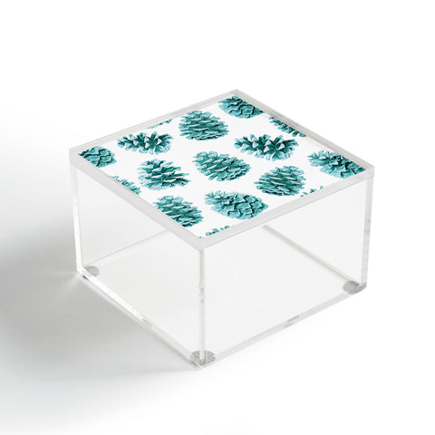 Lisa Argyropoulos Aqua Teal Pine Cones Acrylic Box