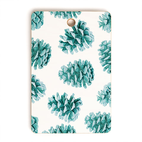 Lisa Argyropoulos Aqua Teal Pine Cones Cutting Board Rectangle