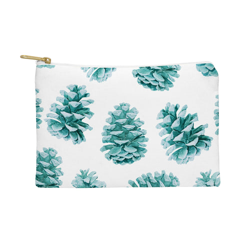 Lisa Argyropoulos Aqua Teal Pine Cones Pouch