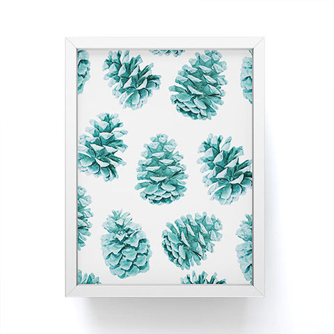 Lisa Argyropoulos Aqua Teal Pine Cones Framed Mini Art Print