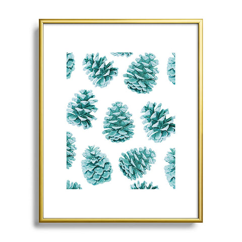 Lisa Argyropoulos Aqua Teal Pine Cones Metal Framed Art Print