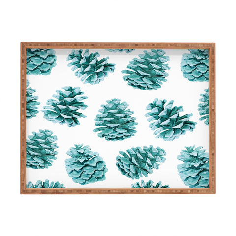 Lisa Argyropoulos Aqua Teal Pine Cones Rectangular Tray