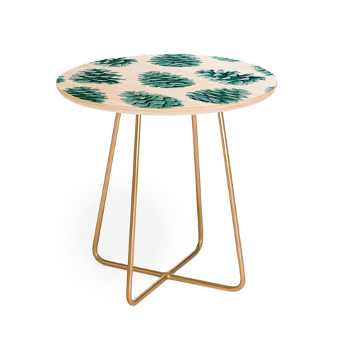Lisa Argyropoulos Aqua Teal Pine Cones Round Side Table