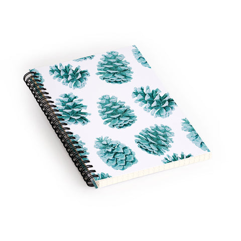 Lisa Argyropoulos Aqua Teal Pine Cones Spiral Notebook