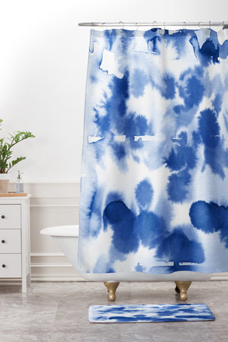 Lisa Argyropoulos Aquatica Denim Blues Shower Curtain And Mat