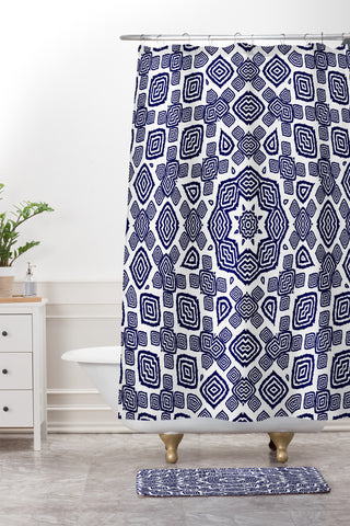 Lisa Argyropoulos Athena Indigo Shower Curtain And Mat