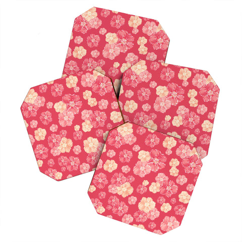 Lisa Argyropoulos Blossoms On Coral Coaster Set