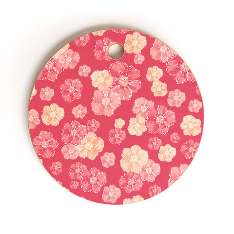 Lisa Argyropoulos Blossoms On Coral Cutting Board Round