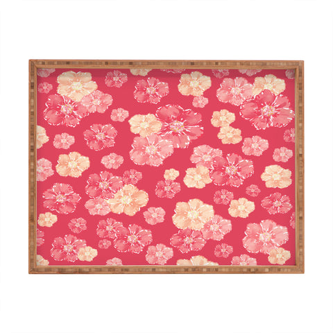 Lisa Argyropoulos Blossoms On Coral Rectangular Tray
