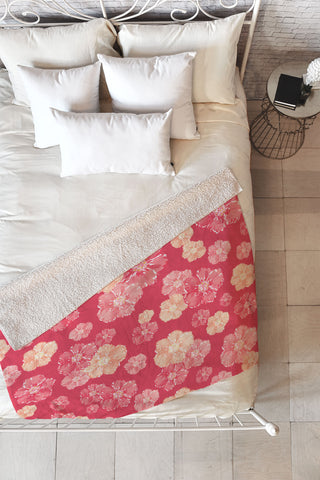 Lisa Argyropoulos Blossoms On Coral Fleece Throw Blanket