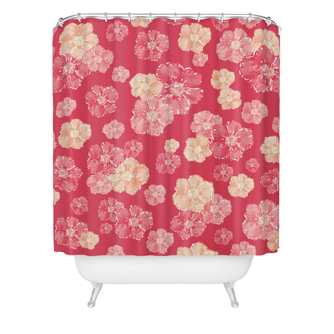 Lisa Argyropoulos Blossoms On Coral Shower Curtain