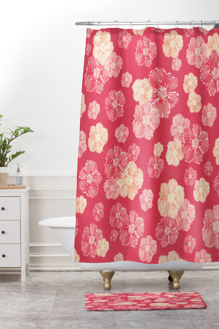 Lisa Argyropoulos Blossoms On Coral Shower Curtain And Mat