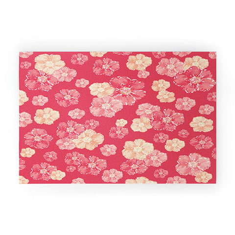 Lisa Argyropoulos Blossoms On Coral Welcome Mat