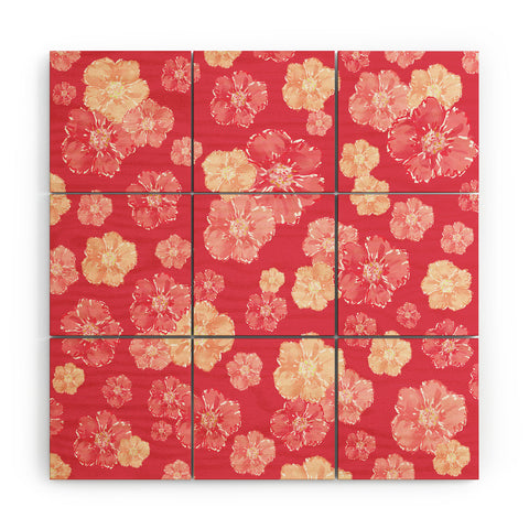Lisa Argyropoulos Blossoms On Coral Wood Wall Mural