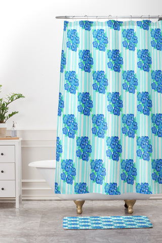 Lisa Argyropoulos Blue Hibiscus Shower Curtain And Mat