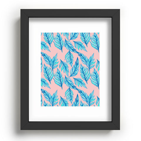 Lisa Argyropoulos Blue Leaves Pink Recessed Framing Rectangle