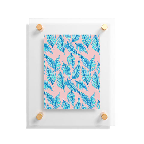 Lisa Argyropoulos Blue Leaves Pink Floating Acrylic Print