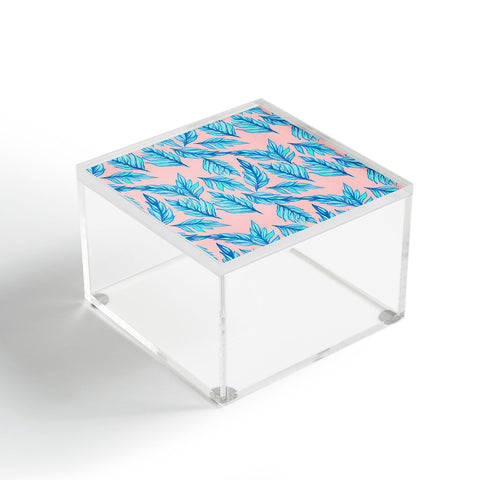 Lisa Argyropoulos Blue Leaves Pink Acrylic Box