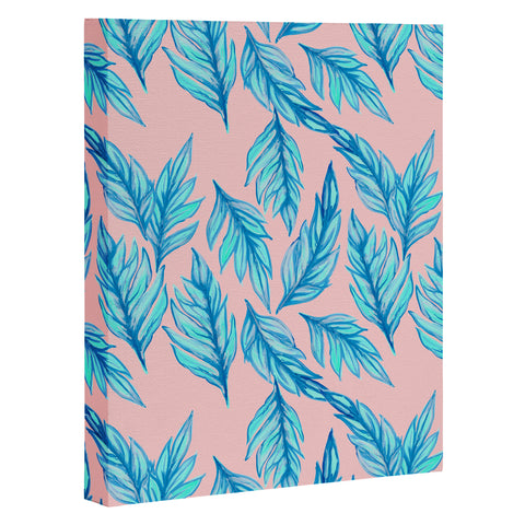 Lisa Argyropoulos Blue Leaves Pink Art Canvas