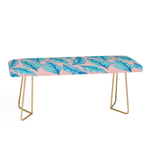 Lisa Argyropoulos Blue Leaves Pink Bench