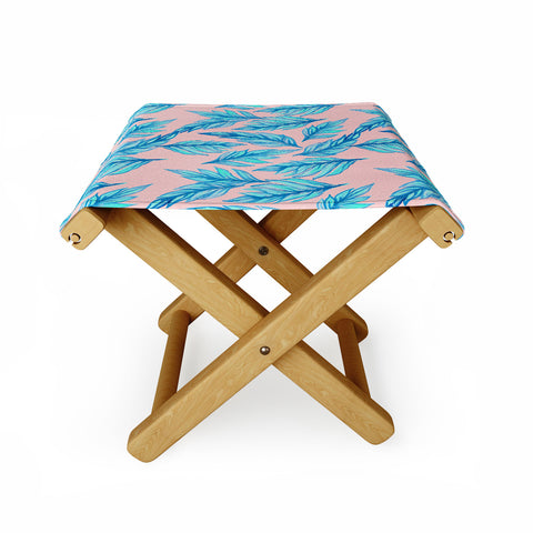 Lisa Argyropoulos Blue Leaves Pink Folding Stool