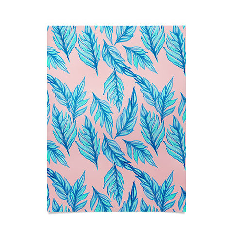 Lisa Argyropoulos Blue Leaves Pink Poster