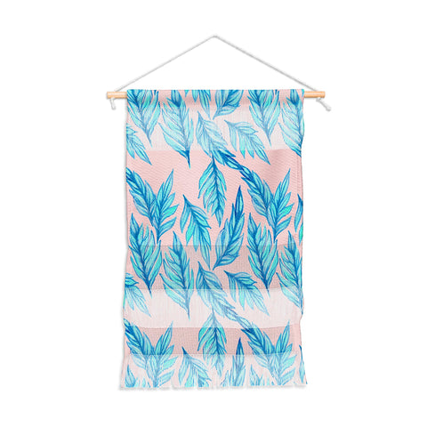 Lisa Argyropoulos Blue Leaves Pink Wall Hanging Portrait