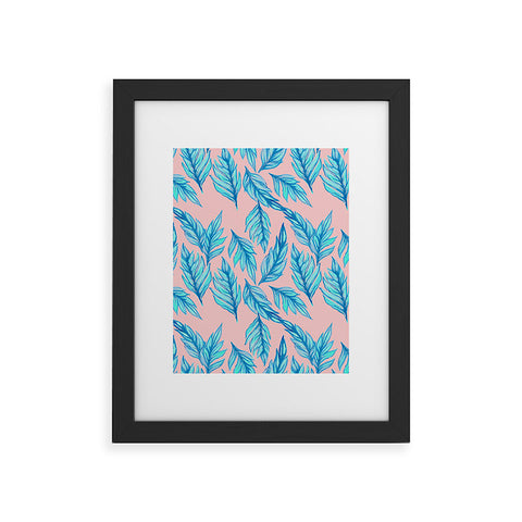 Lisa Argyropoulos Blue Leaves Pink Framed Art Print