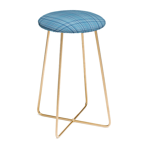 Lisa Argyropoulos Blue Woven Plaid Counter Stool