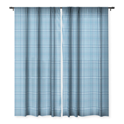 Lisa Argyropoulos Blue Woven Plaid Sheer Window Curtain