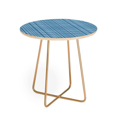 Lisa Argyropoulos Blue Woven Plaid Round Side Table