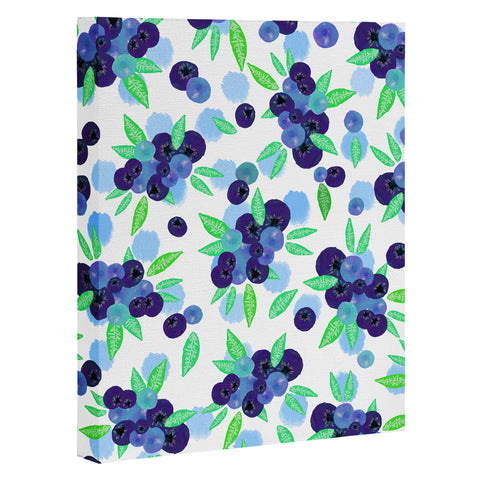 Lisa Argyropoulos Blueberries And Dots On White Art Canvas